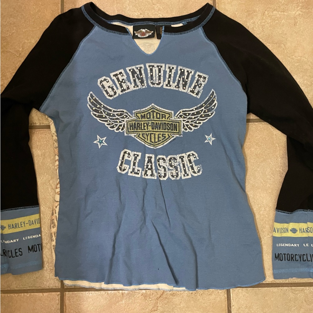 Vintage Harley Y2K, long sleeve studded top